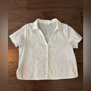 Kirious Los Angeles White Eyelet Buttondown Size Extra Large